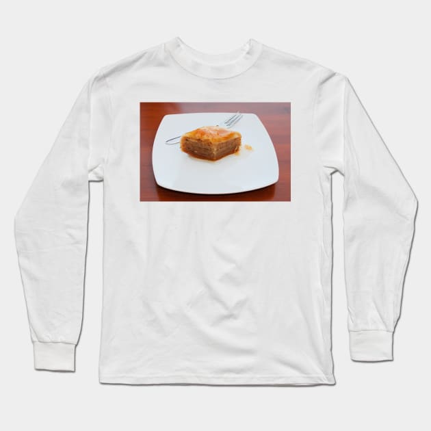 Baklava on White Plate Long Sleeve T-Shirt by jojobob